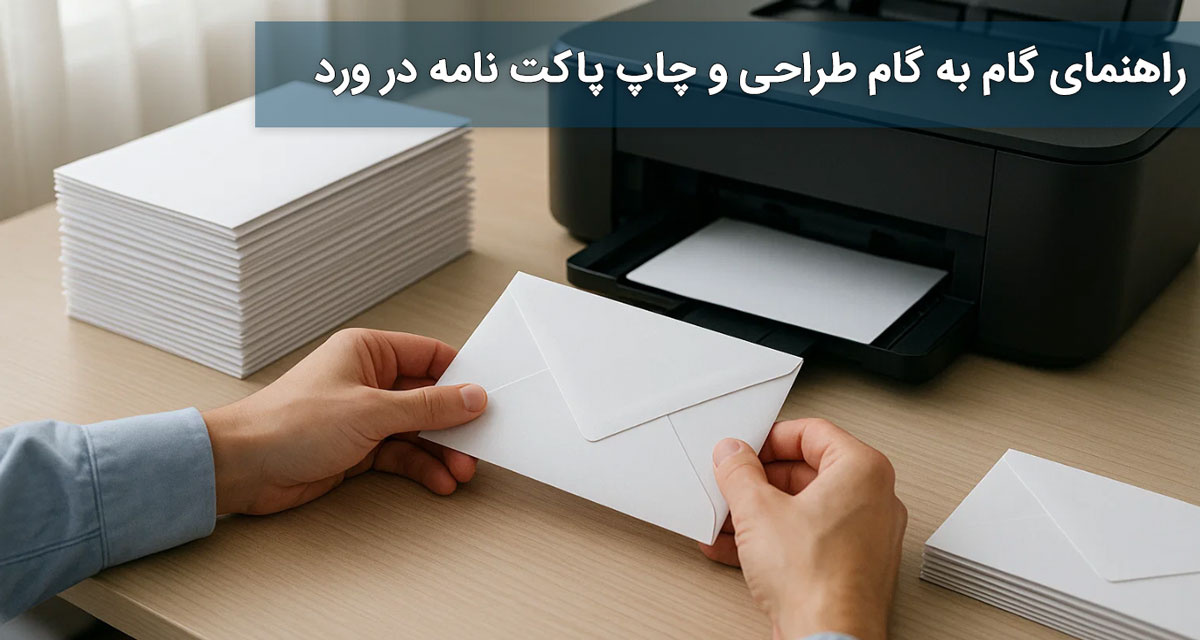راهنمای گام به گام طراحی و چاپ پاکت نامه در ورد