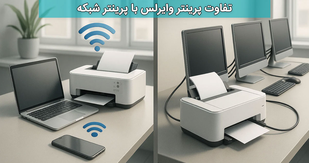 تفاوت پرینتر وایرلس با پرینتر شبکه (قابلیت LAN یا Ethernet)